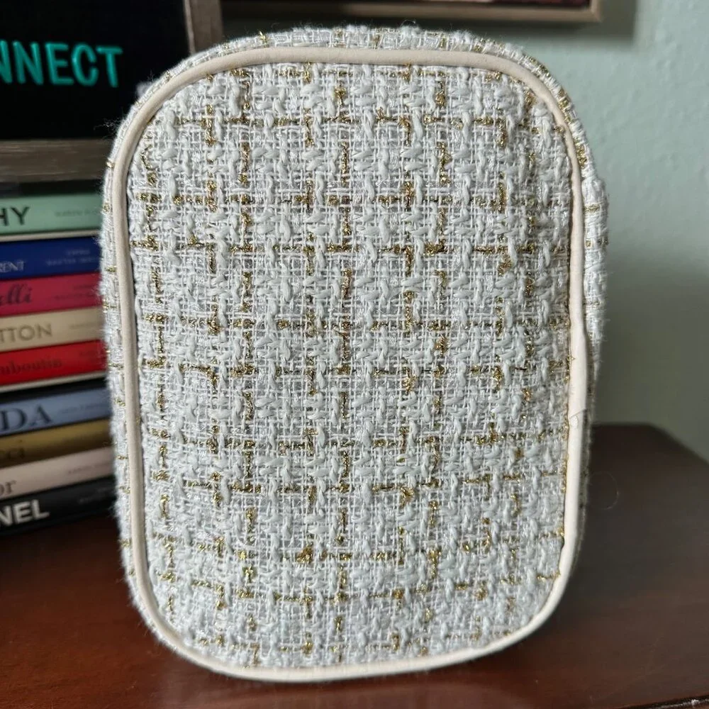 Tweed Cosmetic Bag in Plaid Pattern - NWOT